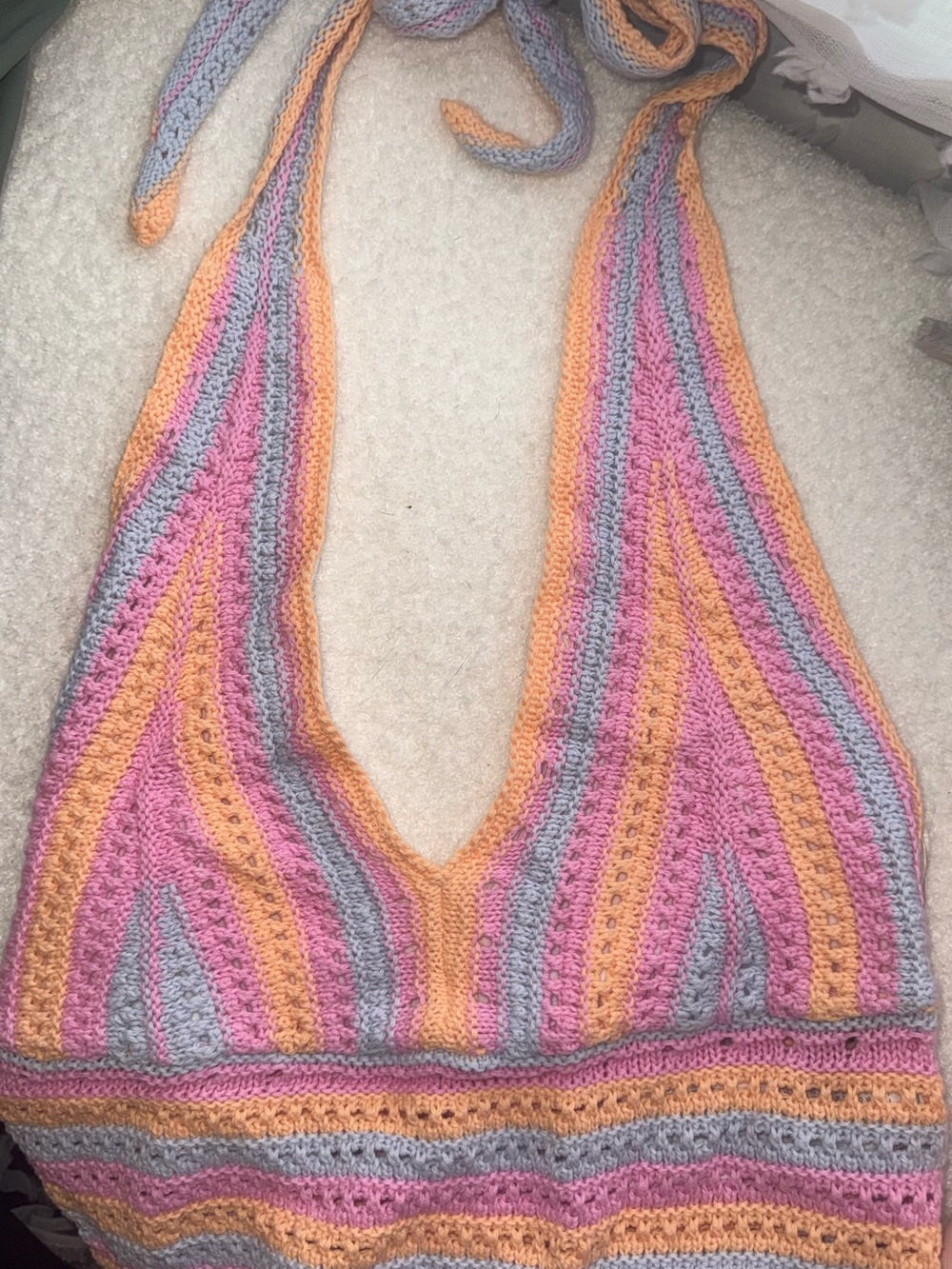 🧡NWT! Hollister Pink, Blue & Orange Crochet Halter Tank Top!🩷